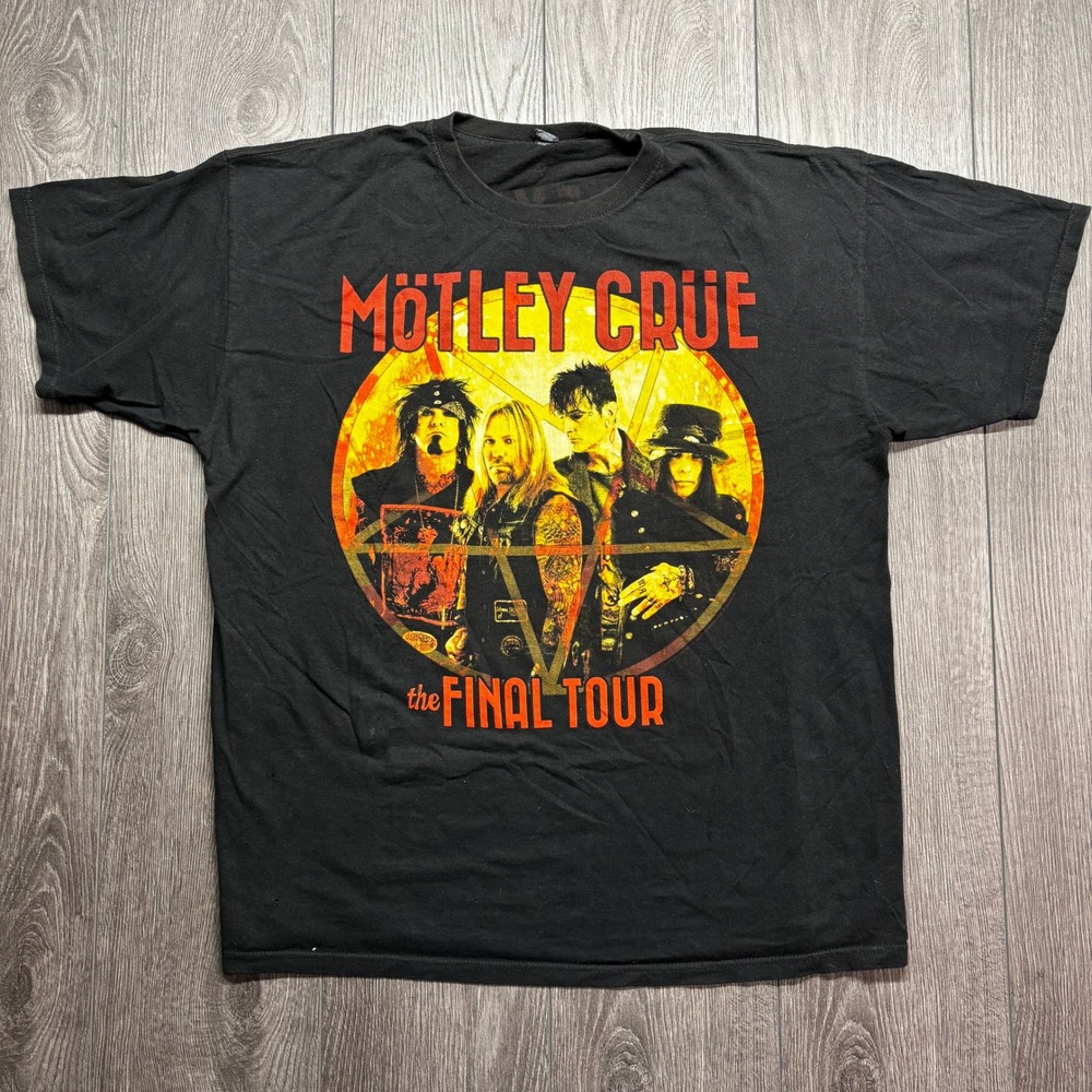 Motley Crue The Final Tour Band T-Shirt Black Mens XL Graphic Tee Rock